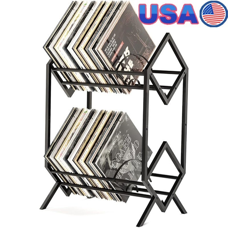 Vinyl Record Storage Rack LP Organizer Metal Holder Sturdy Design Anti-Scratch