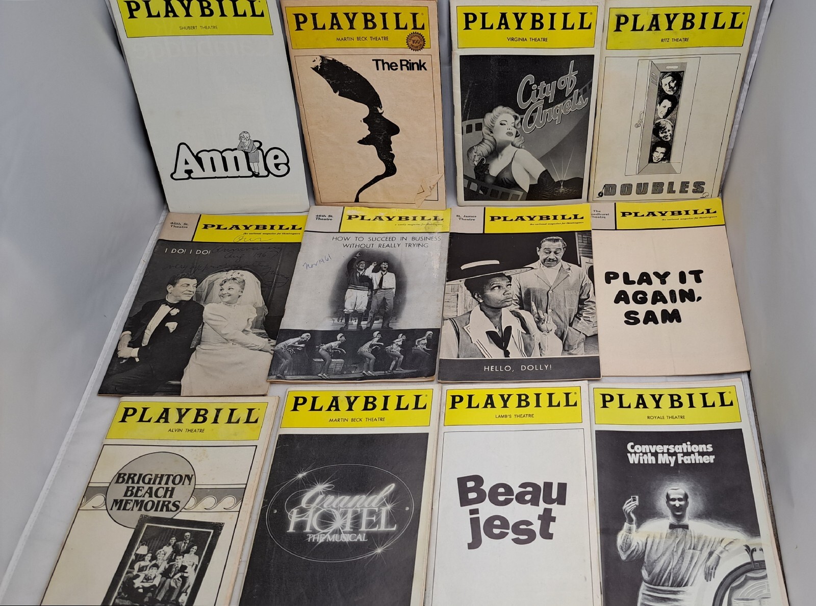 Lot of 12 Playbills Hello, Dolly, I do I Do, Succeed In Business, Doubles etc