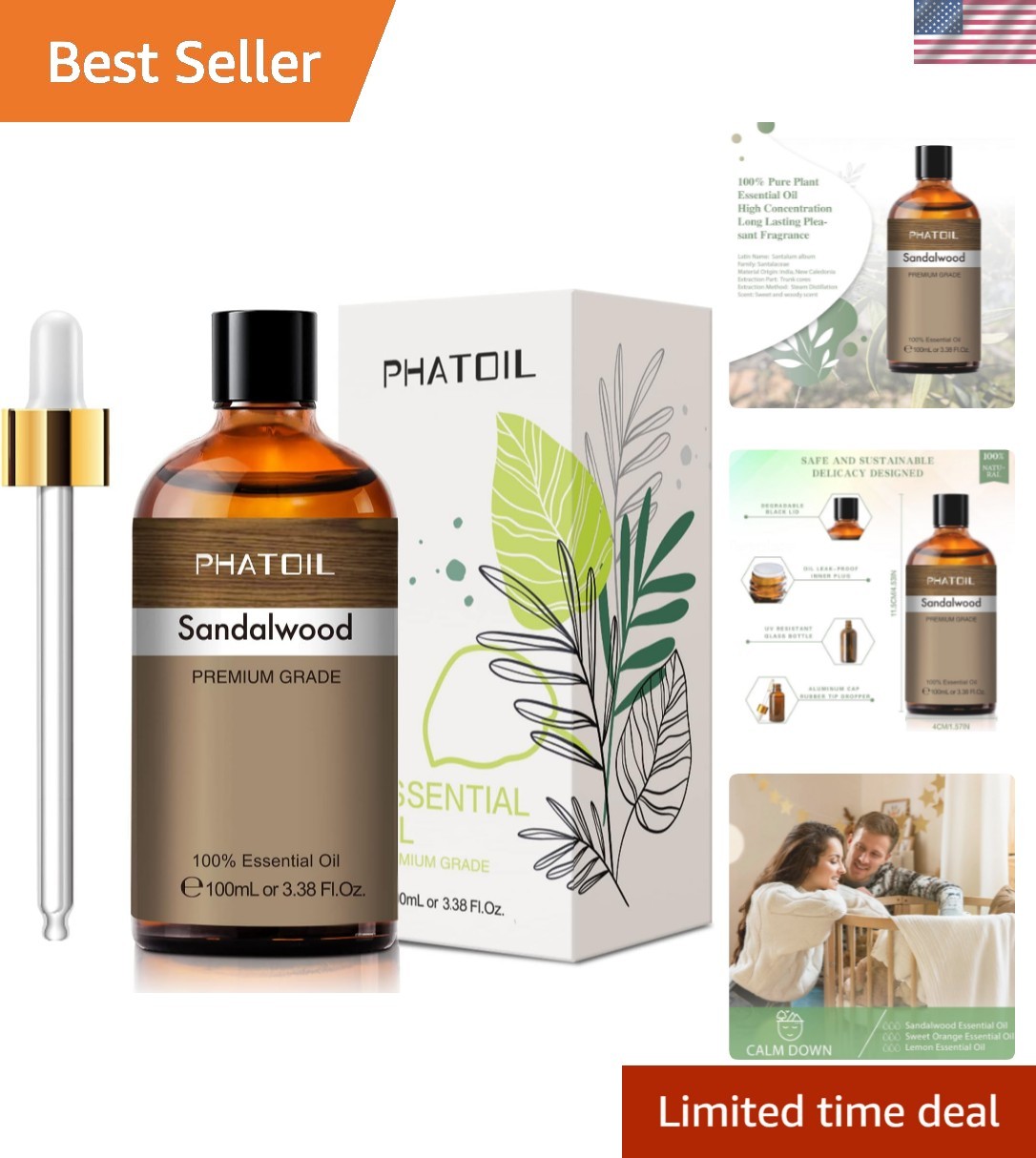 100ML Sandalwood Essential Oil, Pure Aromatherapy Essential Oils for Diffuser...