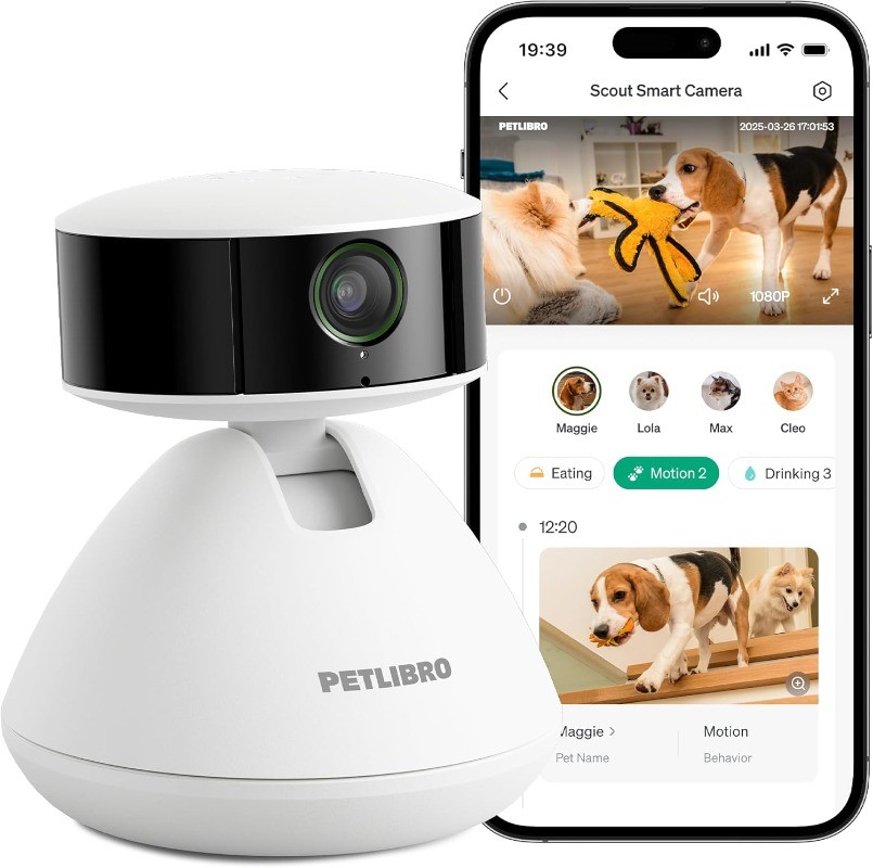AI Dog Pet Camera with Phone App Multi-Pet Recognition Daily Activity Analysis 