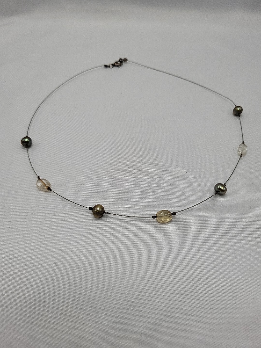 Silpada Citrine Bronze Freshwater Pearls Sterling Silver Necklace