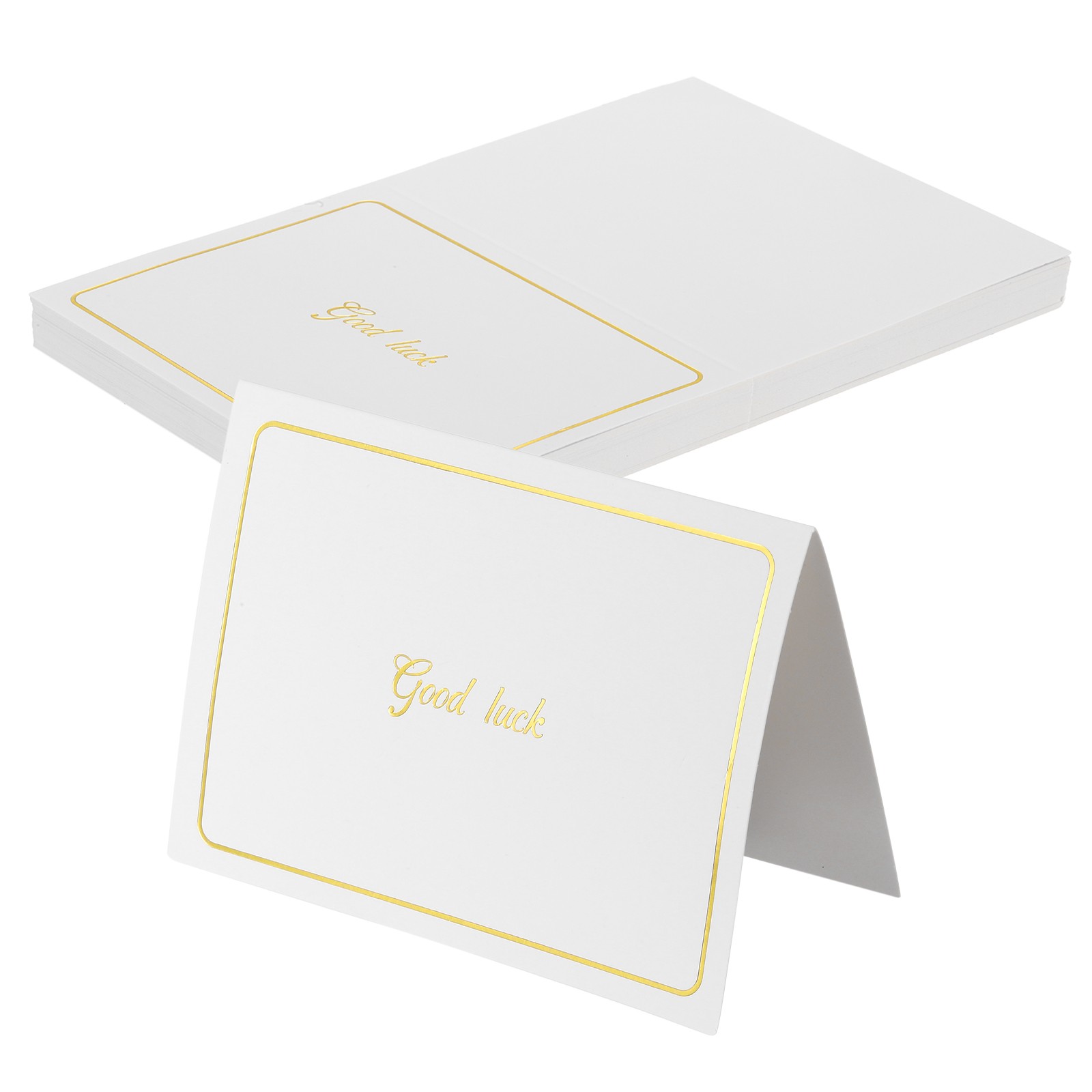 40 Pcs  "Good Luck" Table Place Cards, White Gold Line Frame