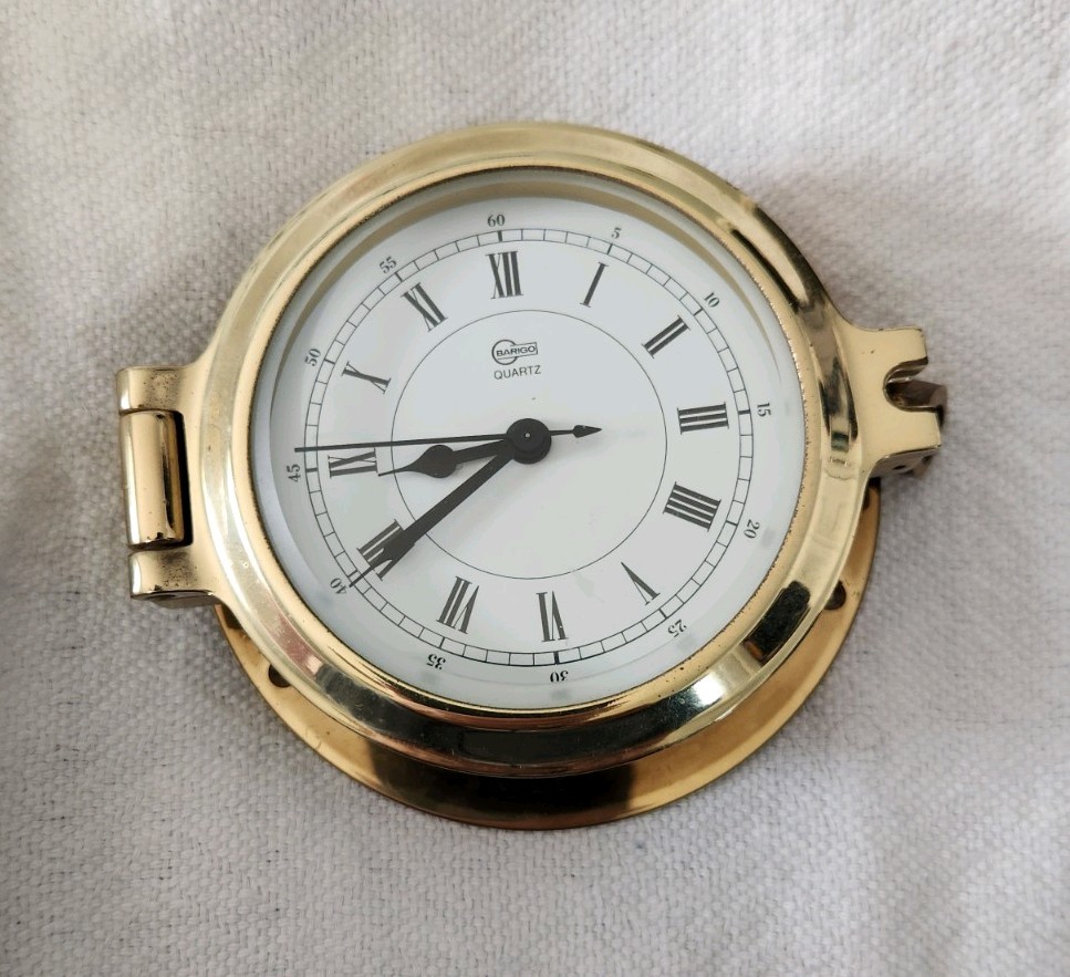 ALL BRASS BARIGO GERMANY MARINE SHIPS BOAT YACHT NAVIGATION QUARTZ CLOCK WATCH