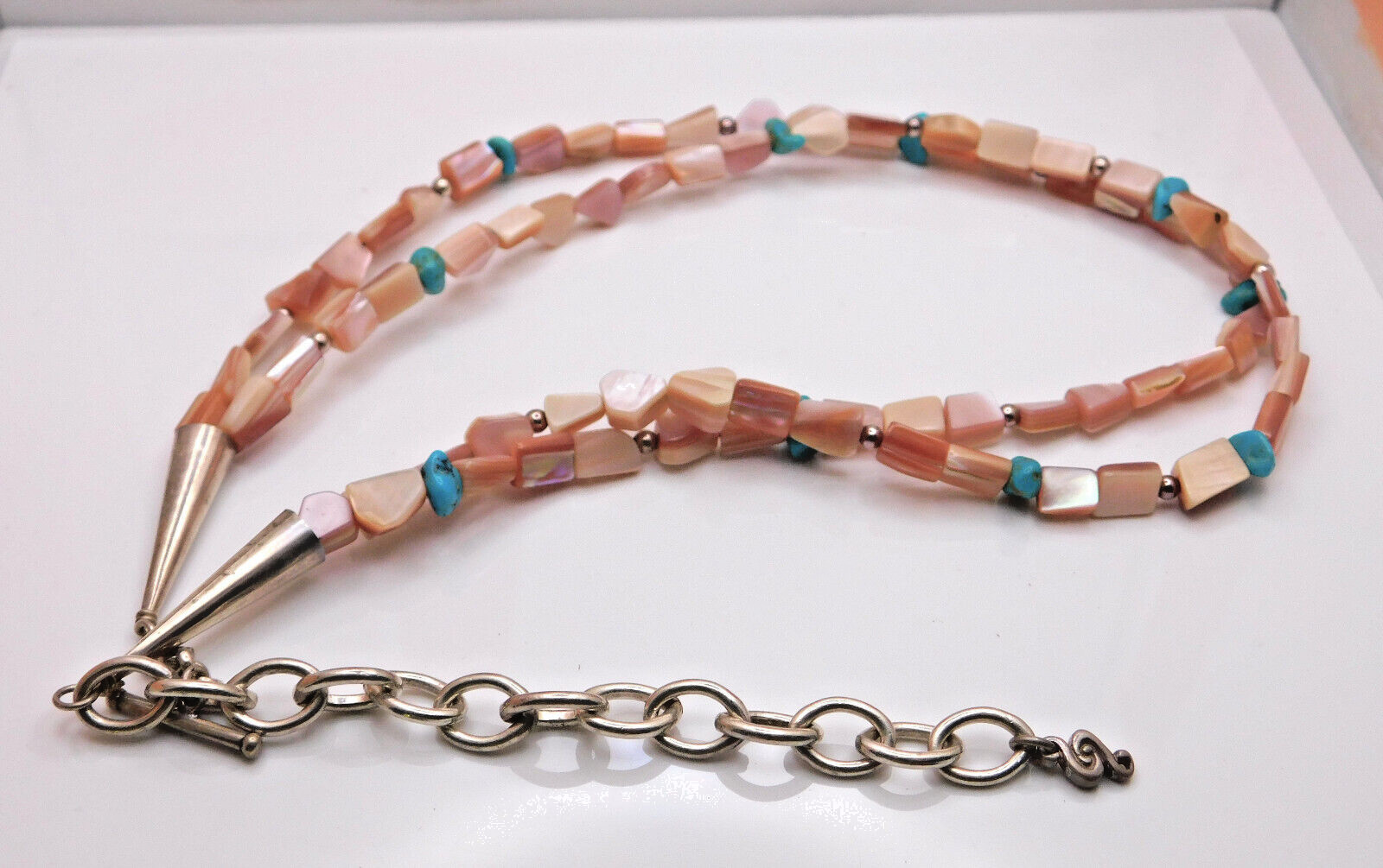 Carolyn Pollack Sterling Shell Double Strand Adjustable Necklace 16"-20"