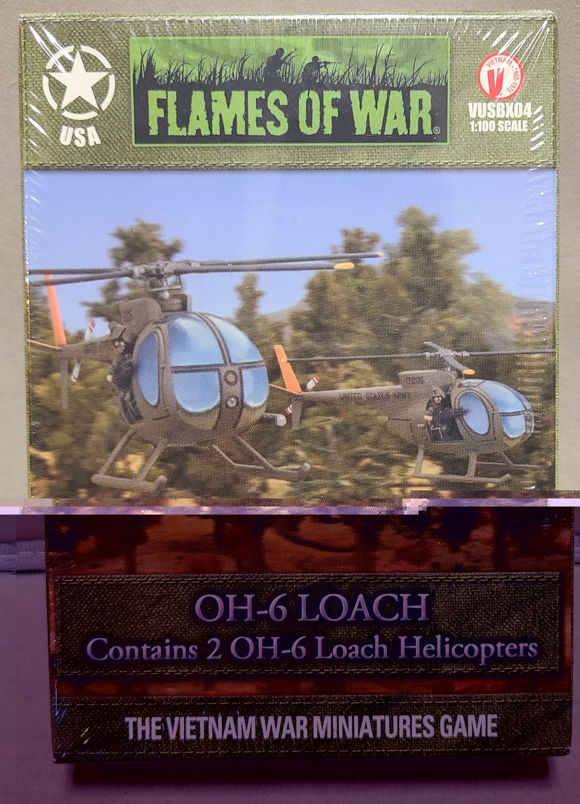 Flames of War -Vietnam Series - USA- OH-6 Loach Helicopters -VUSBX04 NEW/SEALED