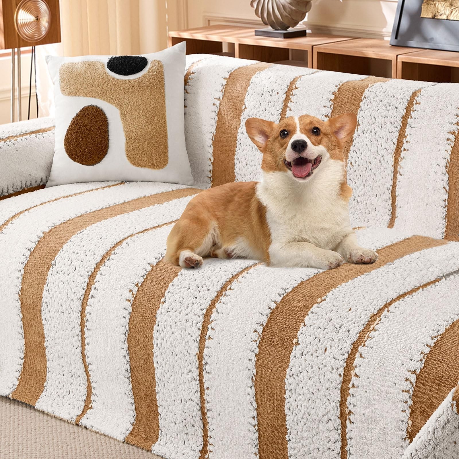 Couch Cover for 2-3 Cushion Couch Sofa Pet Friendly, Boho Sectional L Shaped ...