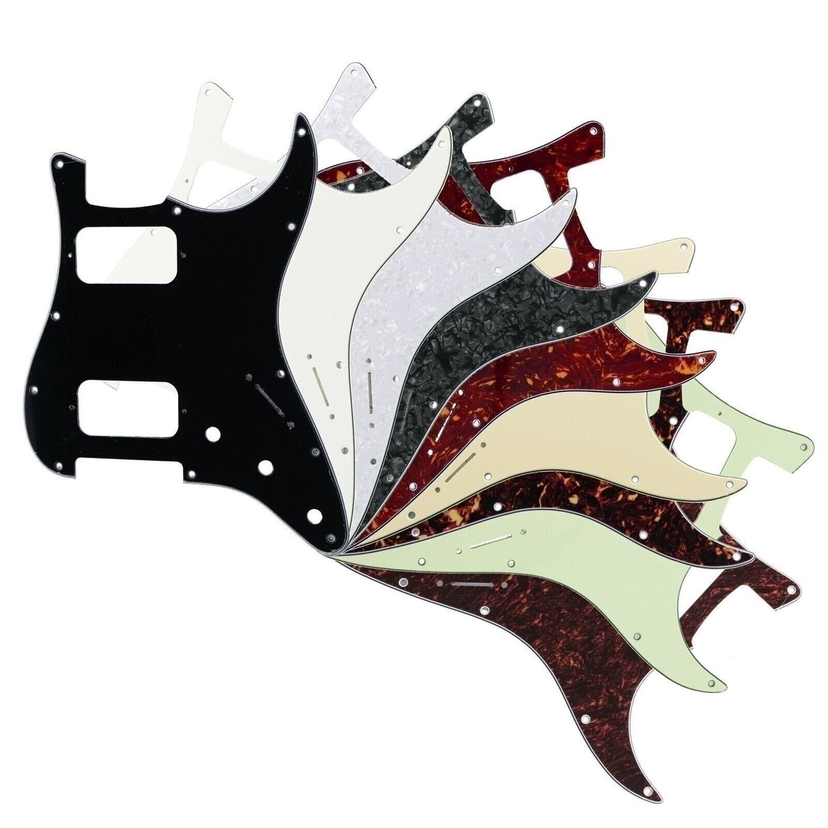 Pickguard Strat Guitar Rounded Humbucker HH Scratch Plate 11 Holes Various Color