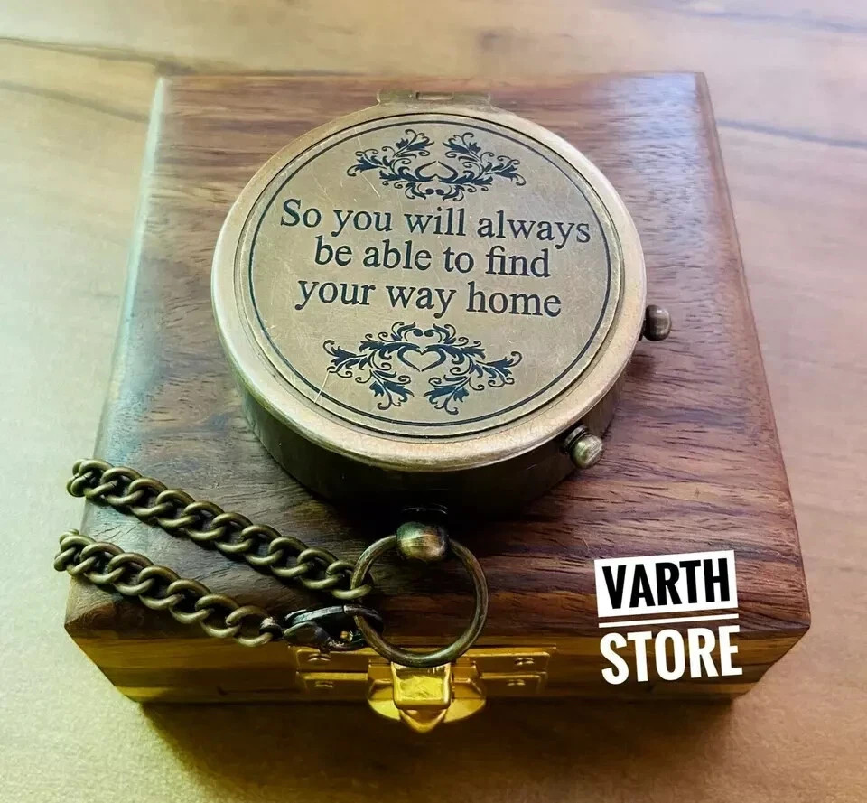 Antique Vintage Brass Pocket Compass Brass Nautical Compass Marine Compass Gift