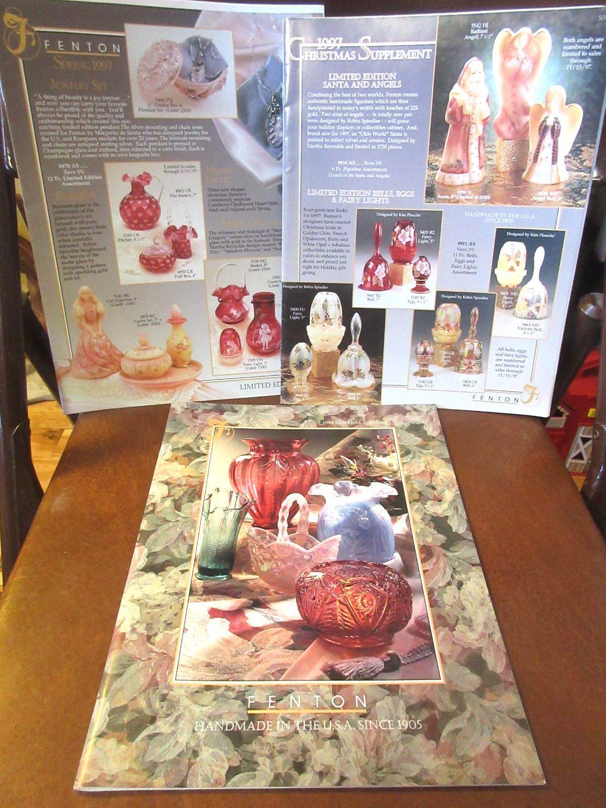 1997 Fenton Catalog 50 pages, with Christmas and Spring Supplements, MINTY shape