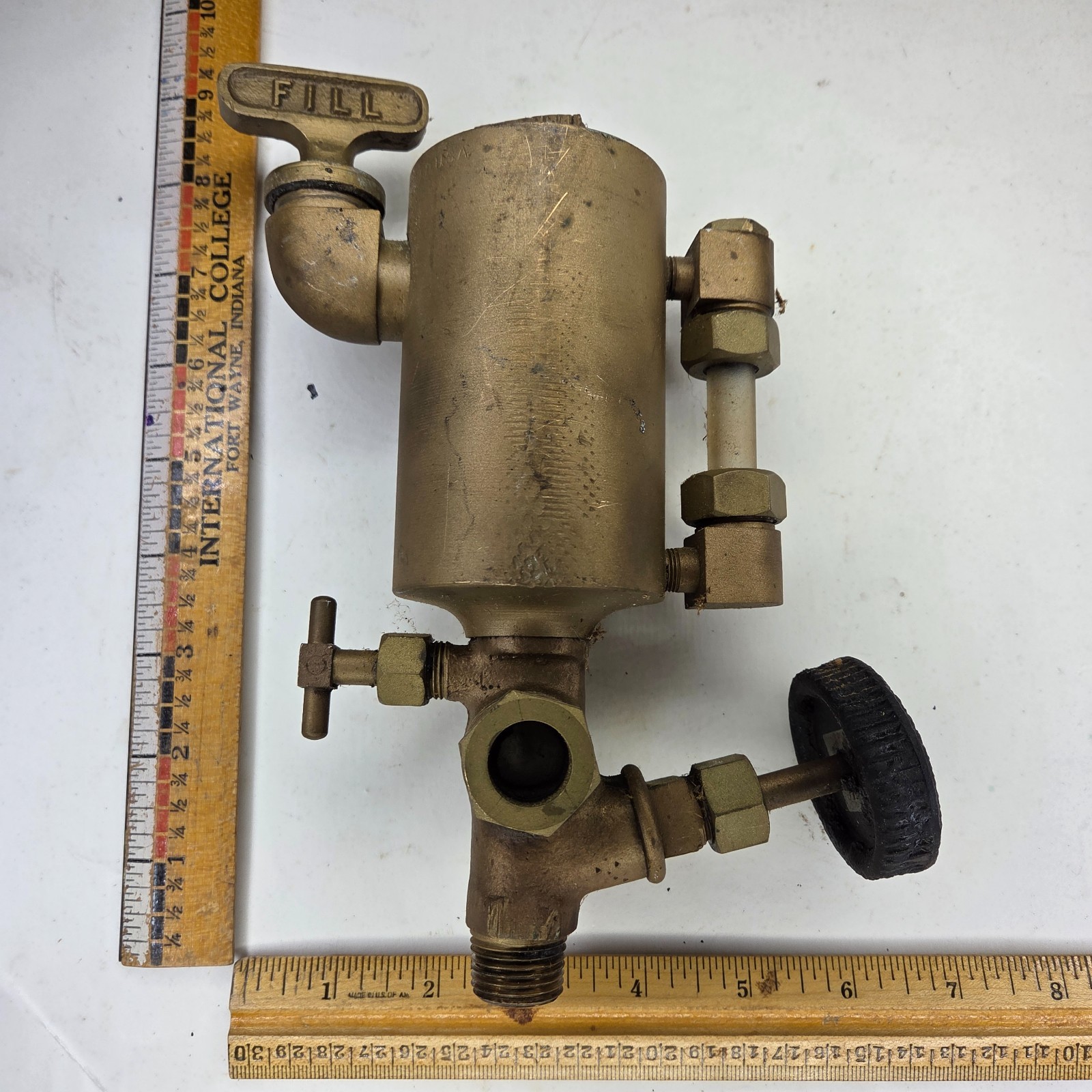 Antique Brass Essex Oiler Lubricator Hit Miss Steam Engine Parts 