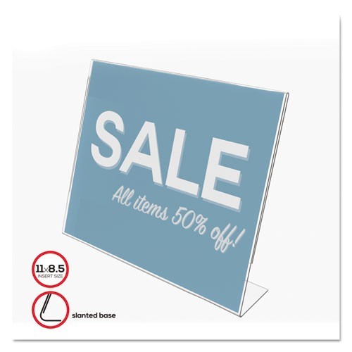deflecto Classic Image Slanted Sign Holder, Landscaped, 11 x 8.5 Insert, Clear