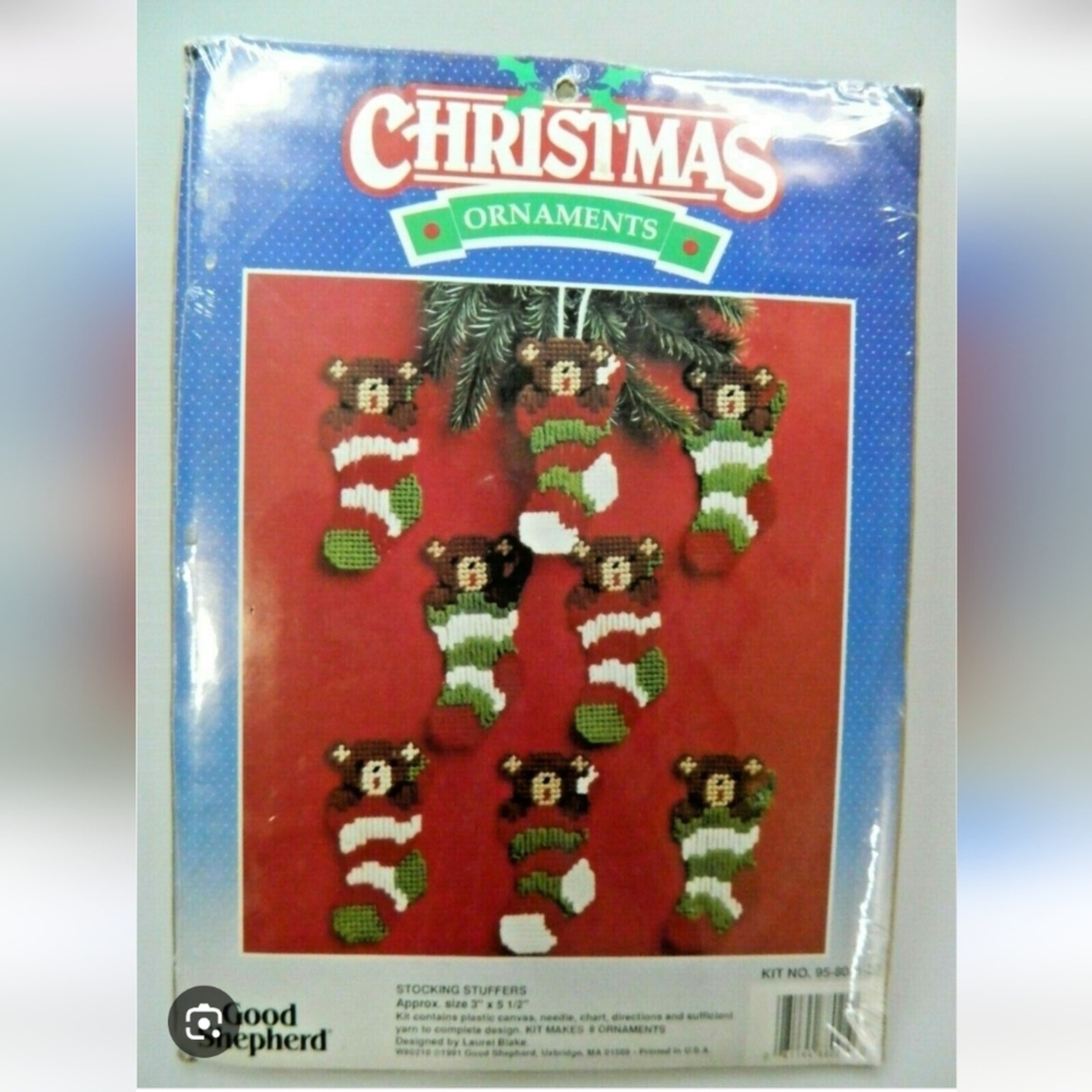 Vtg 91 Good Shepard Christmas Ornament Making Kit Bears In Stockings Crafts