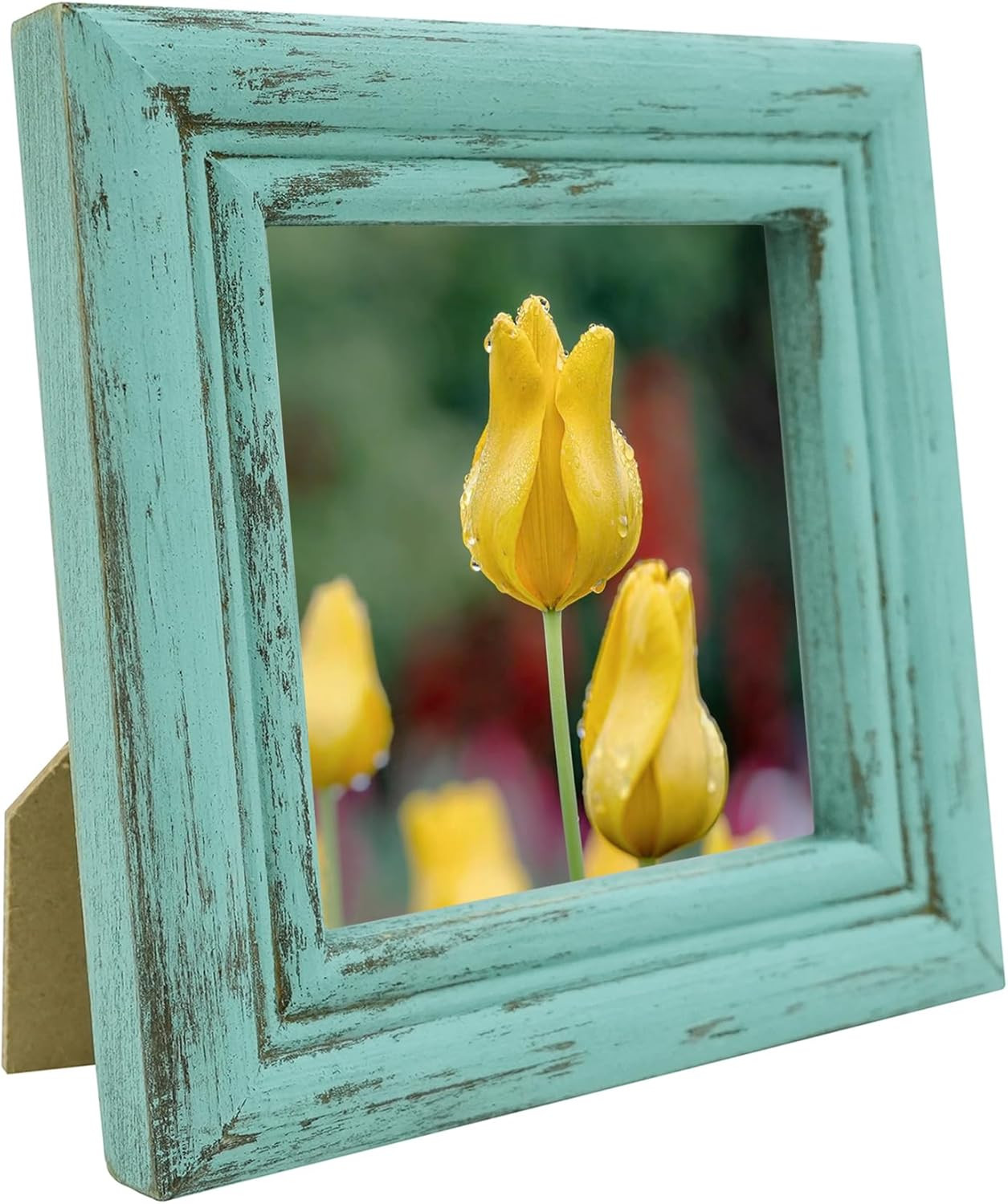 4x4 Picture Frame Made of Solid Wood High Definition Glass Rustic Antique Design