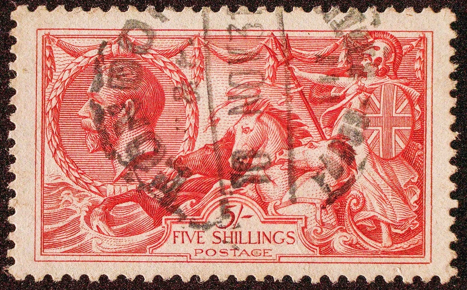 Great Britain | 1918-1919 | Seahorses | SG 416 | 5s Rose-red | Good ULH