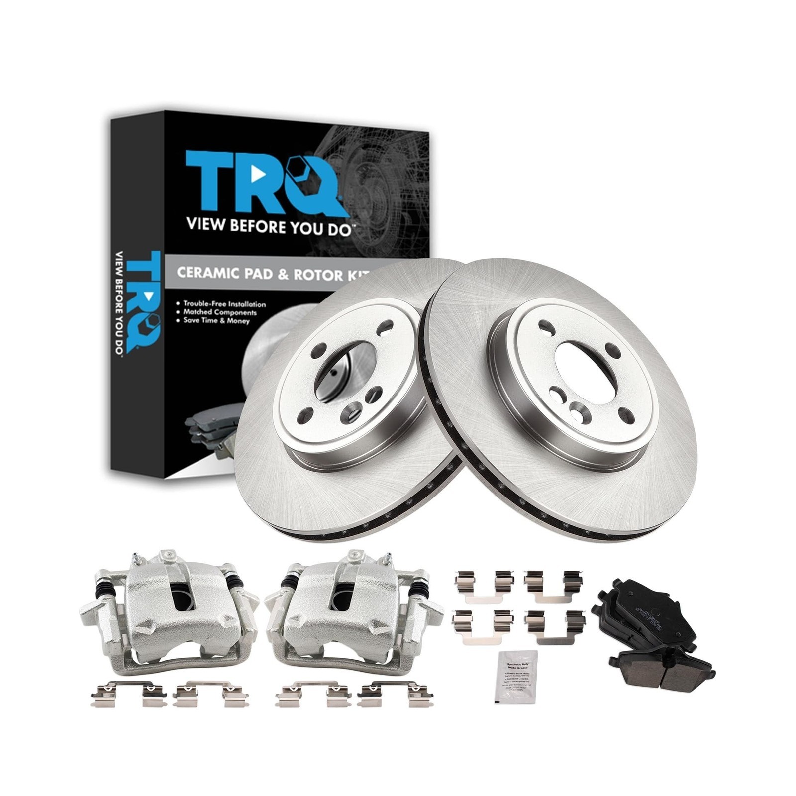 TRQ Brake Pad & Rotor Kit Ceramic Compatible with 2015 Mini Cooper