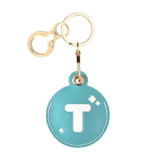 Personalized Initial Letter Leather Keychain Holder Case Compatible with T