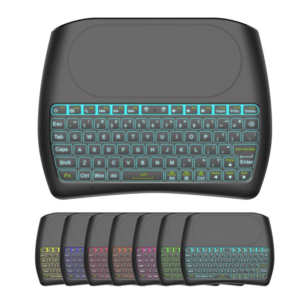 D8 Mini Wireless Keyboard with Touchpad, Colorful Backlit Small Wireless Keyb...