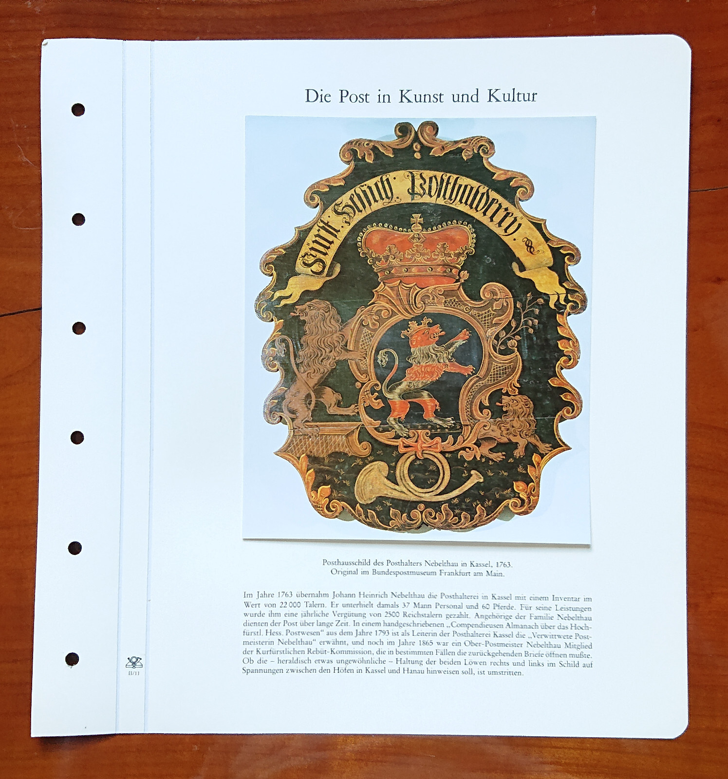 Vordruckblatt the Post Art & Culture Posthausschild Bracket Nebelthau Kassel