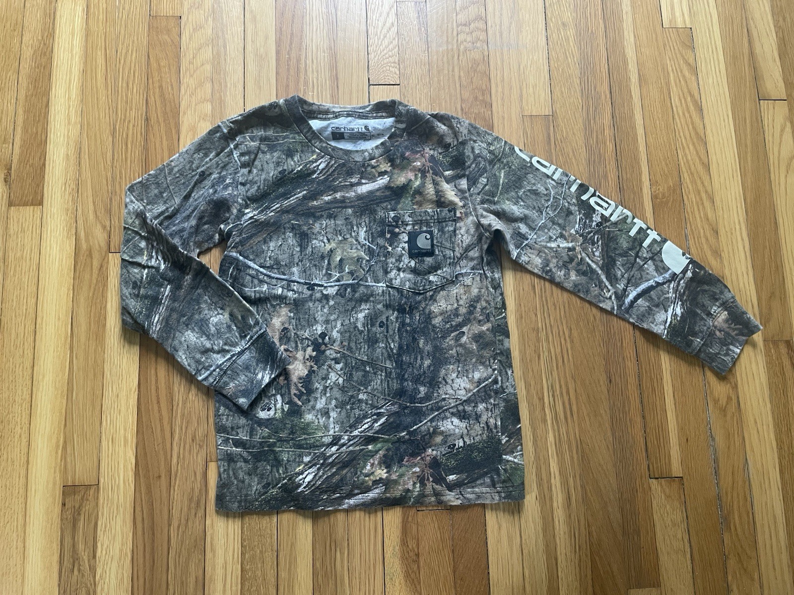 Carhartt Kids' Long-Sleeve T-Shirt Camo Pattern Mossy Oak Bottomland, Size 7Y