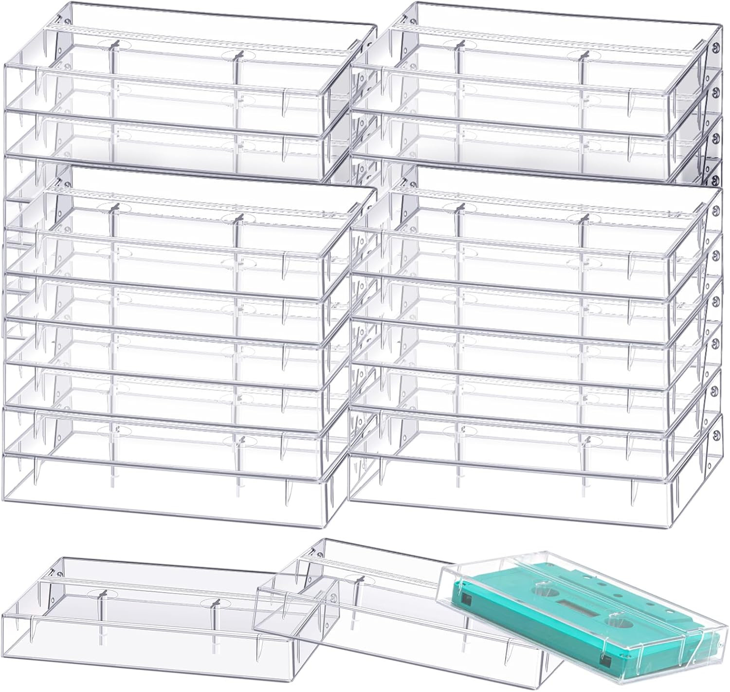 Wenqik 30 Pcs Audio Cassette Storage Cases Plastic Cassette Tape Cases Blank Vo