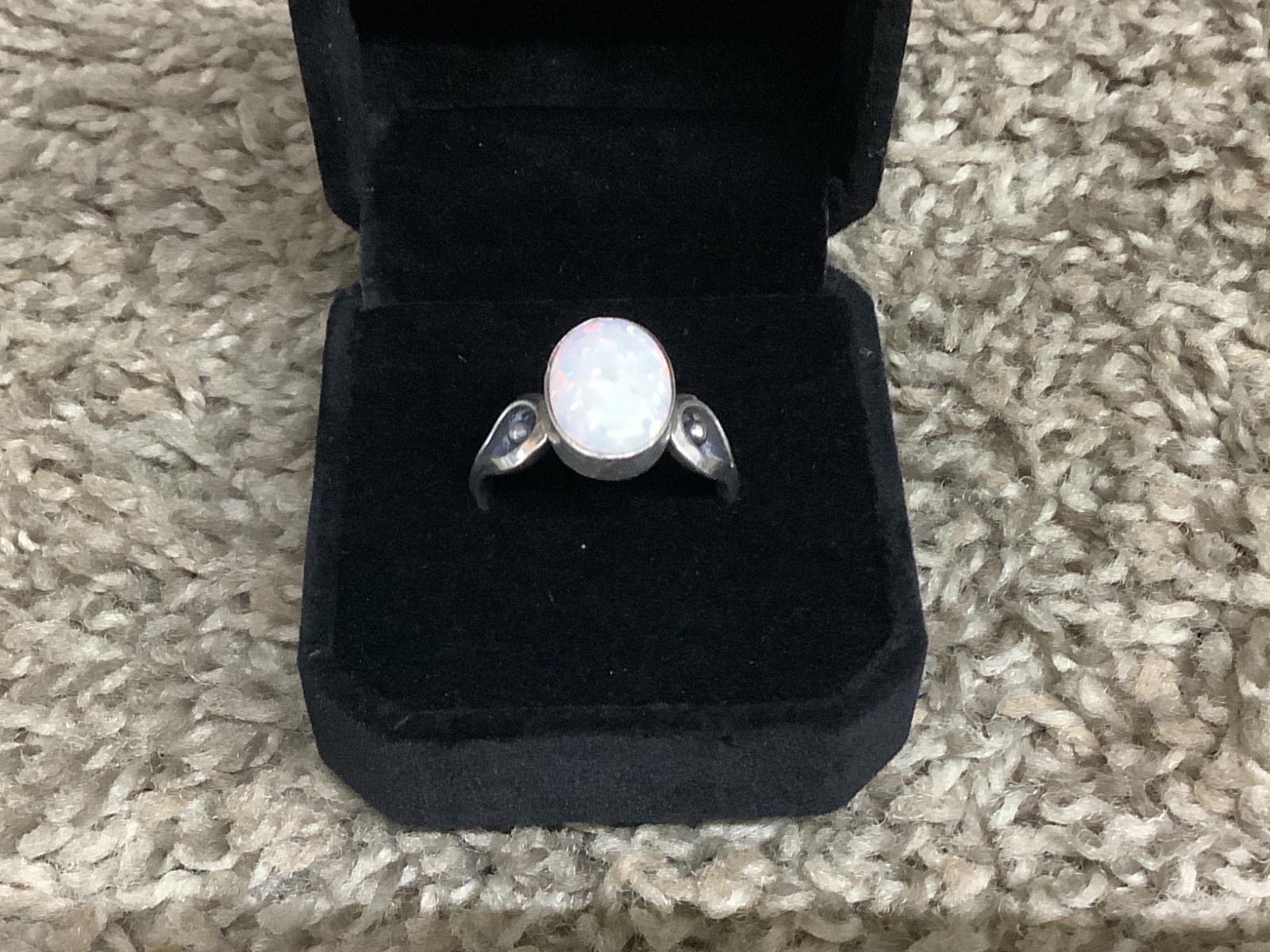 Native American Sterling Silver Opal Stone Ring Size 9 Stamped A