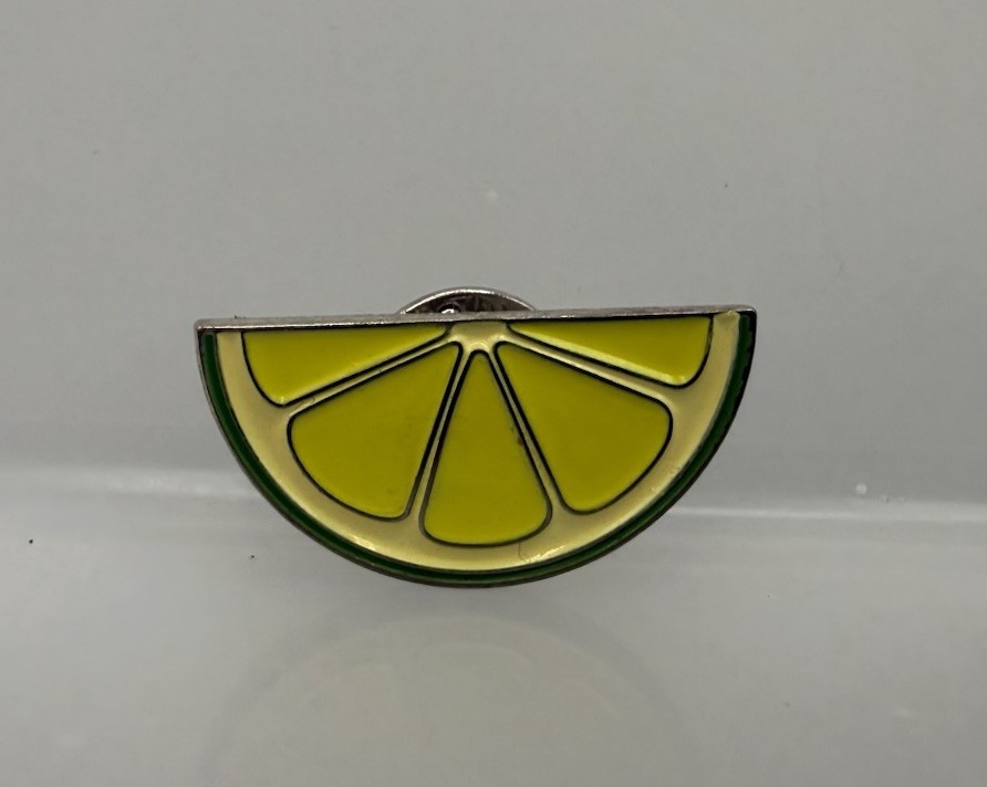 Lemon Slice Pin Yellow Rind Fruit Quarter Sliced Drinks Water