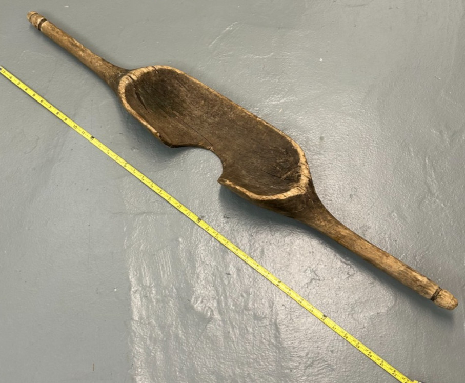 Antique WOODEN SHOULDER YOKE Primitive Farm Field Tool Oxen Bull Wood Weight 43"