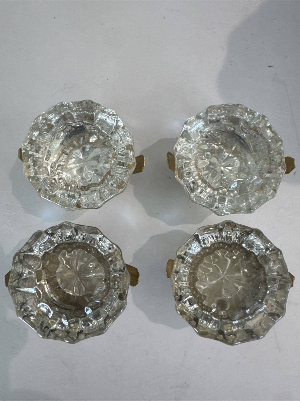 Crystal Glass 12 Point Door Knobs Lot Of 4 Vintage