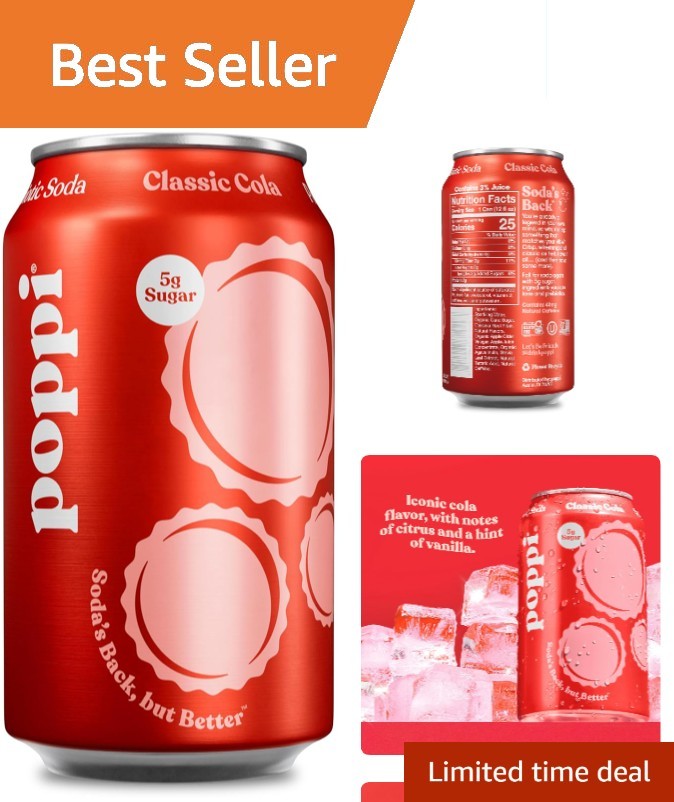 Refreshing Classic Cola Prebiotic Soda in 12 Fl Oz Can - Guilt-Free Indulgence