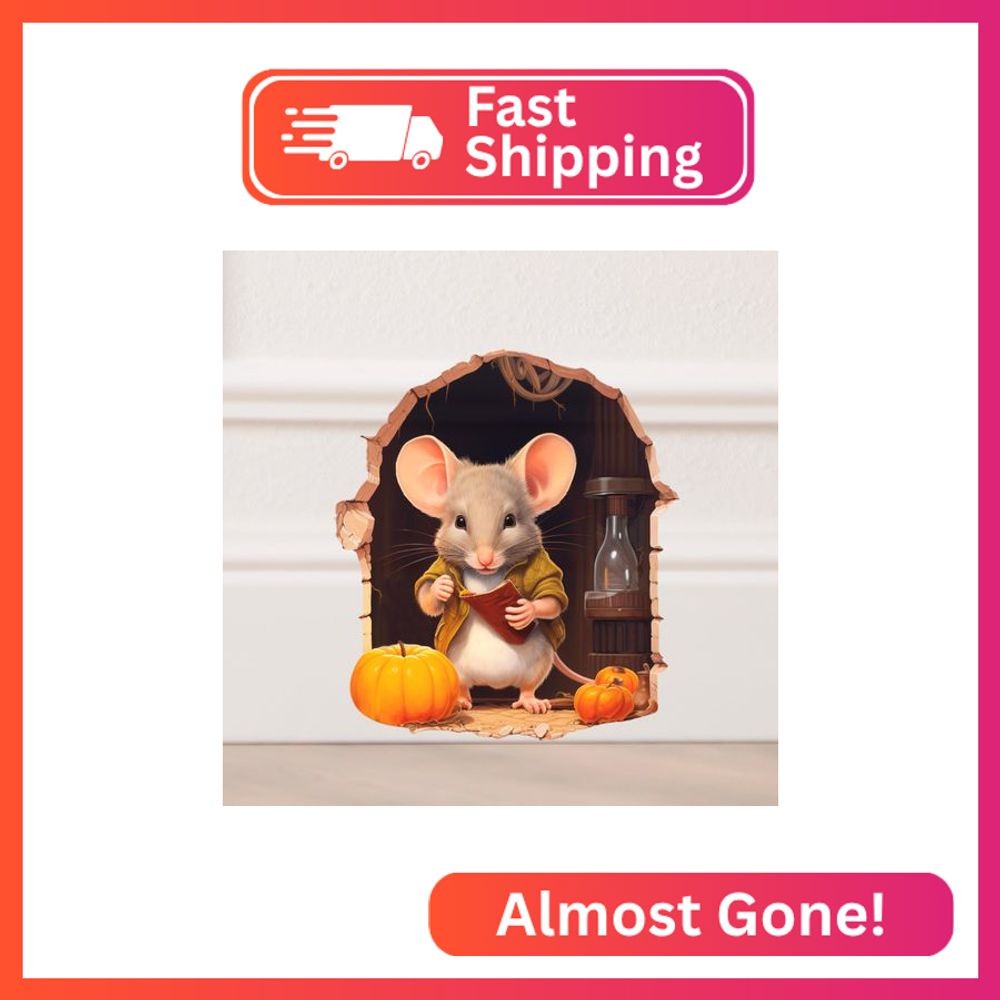 EGD Cute Mouse Hole Wall Decals 3D | 4"x4" Wall Stickers for Child Room Decor | 