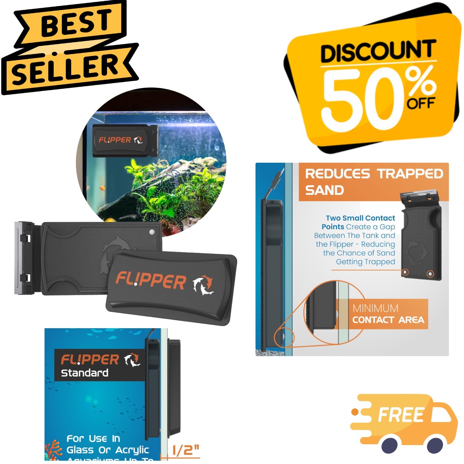 Ergonomic Magnetic Glass Cleaner - Perfect for Freshwater & Saltwater Tanks