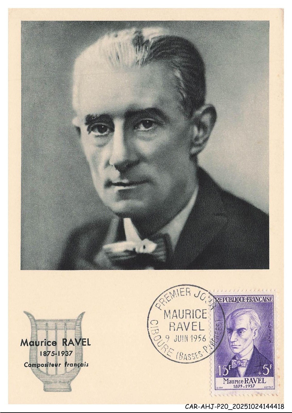 CAR-AHJP20-1034-CARD-MAXIMUM - Maurice Ravel - 1956