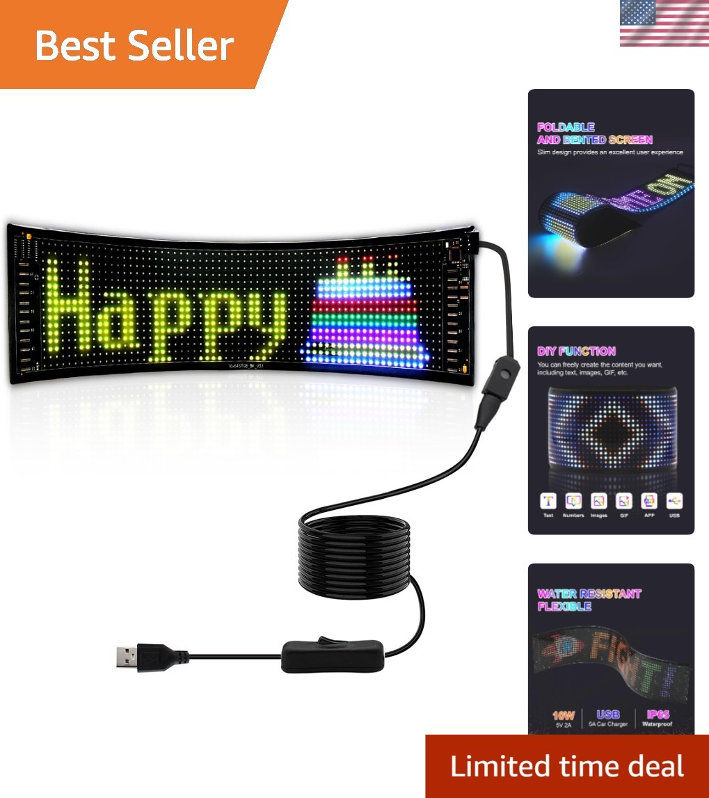 Customizable LED Scrolling Sign - Vibrant Full Color with Bluetooth App Control