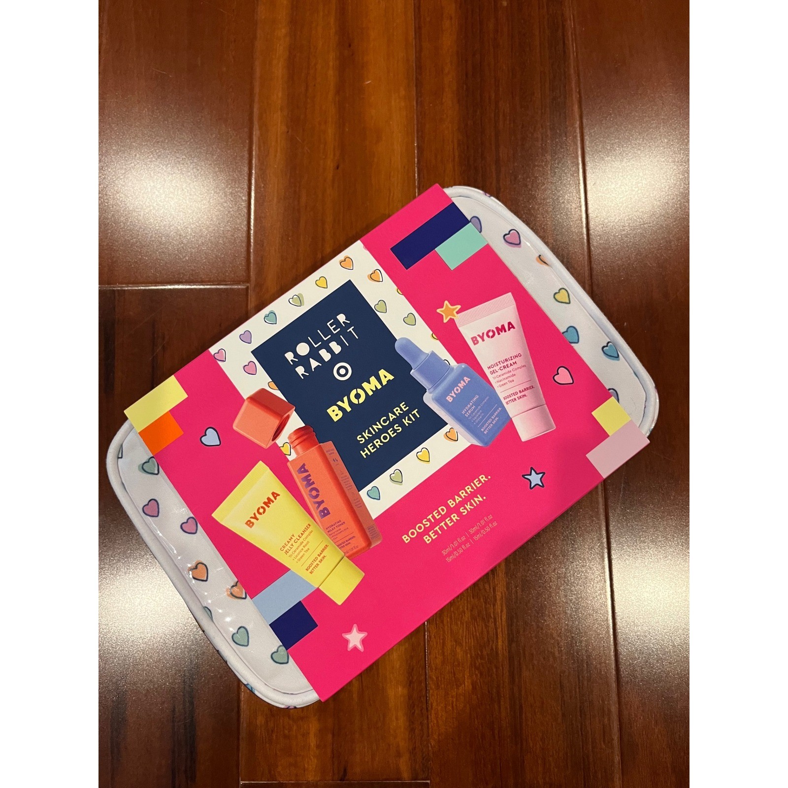 Roller Rabbit Target Byoma Set Skin Kit Disco Hearts Print Cosmetic Makeup Bag
