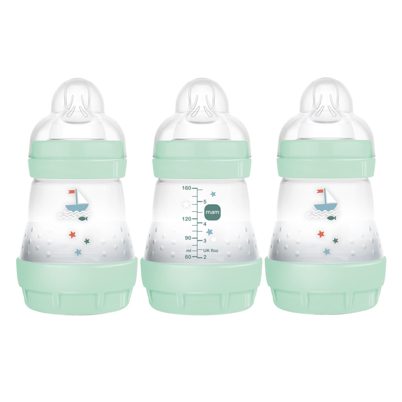 Baby Bottles 5oz Anti Colic Wide Neck BPA Free 0+ Months MAM Easy Start Vented