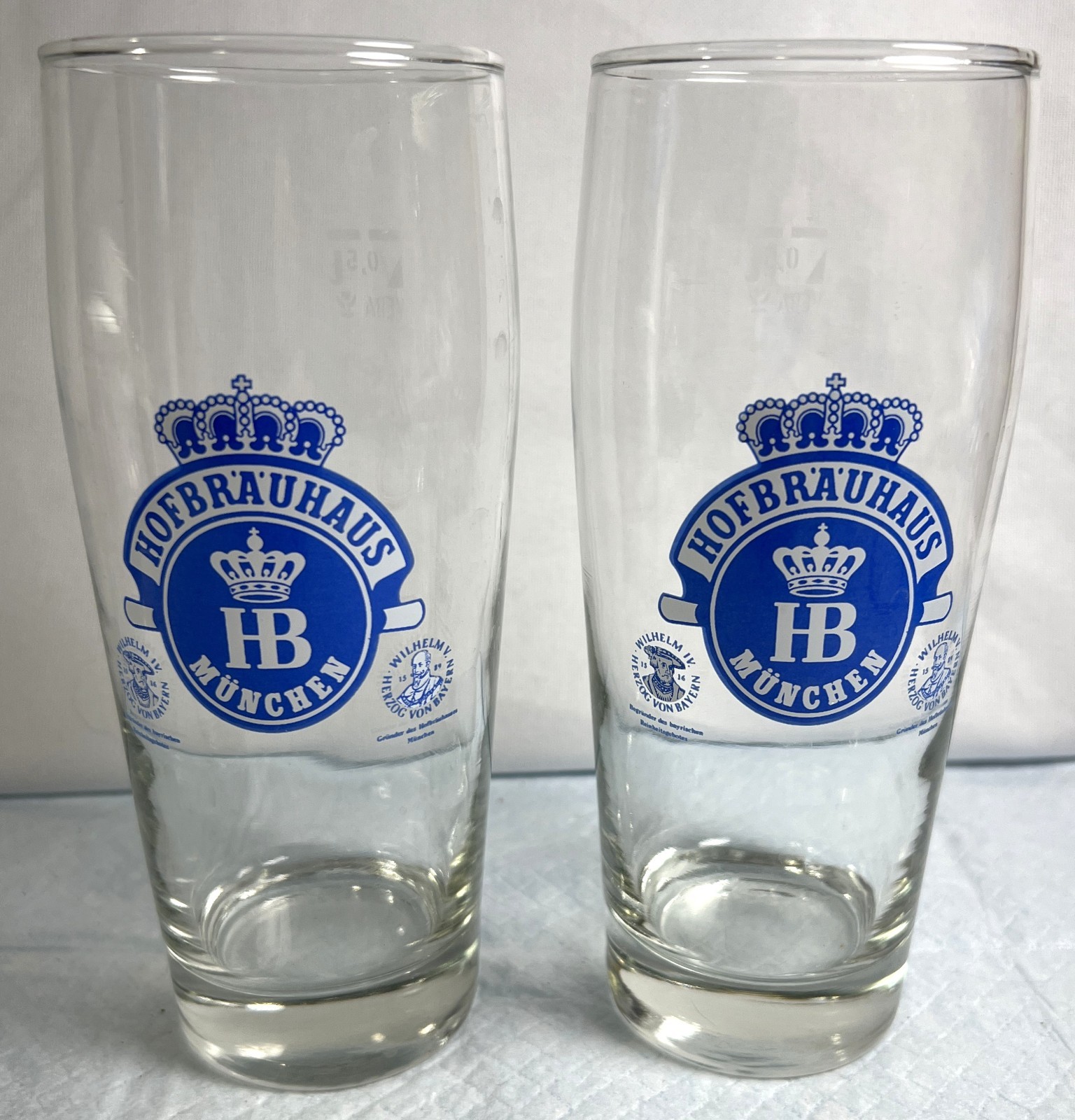 2 Hofbräuhaus München Pilsner or Wheat Beer Glasses ~ 0,5 liter each