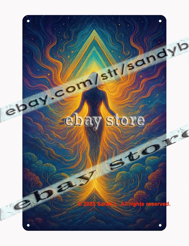 Psychedelic Ascension Flame Tin Sign Metal Wall Decor