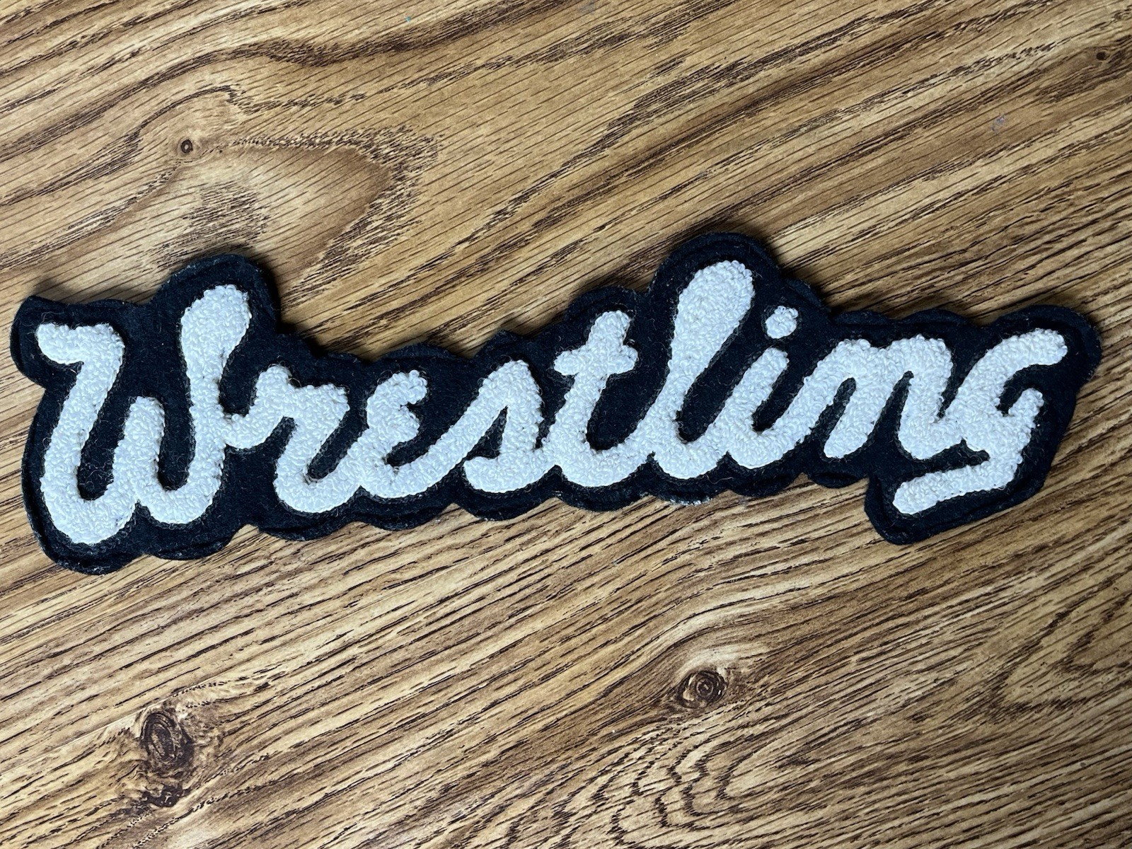 Vintage 1940s Wrestling Letterman’s Patch Large 11” Black & White Unused