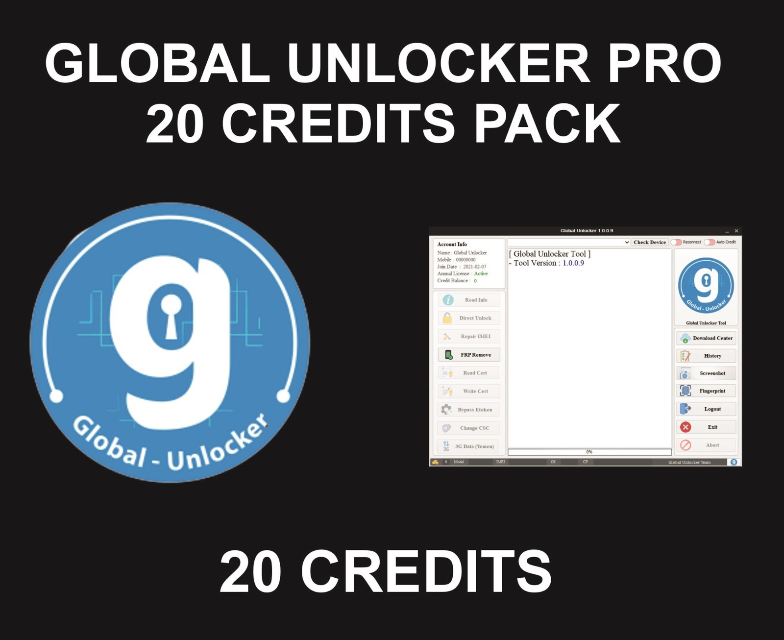 Global Pro Tool, Credit Pack, 20 Credits