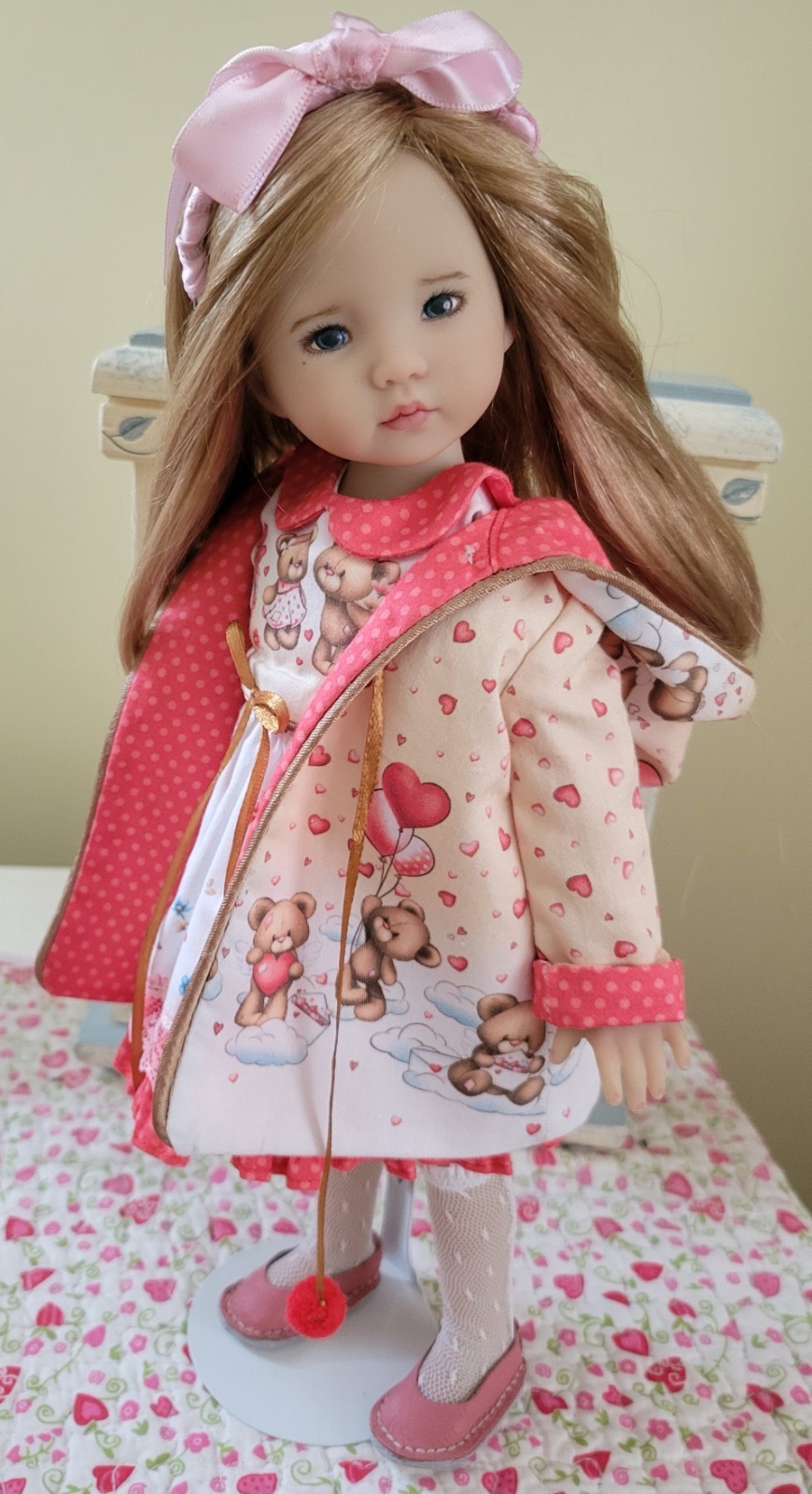 Dianna Effner Little Darling 13" Doll Custom 2 Piece set, Teddy bear Print!