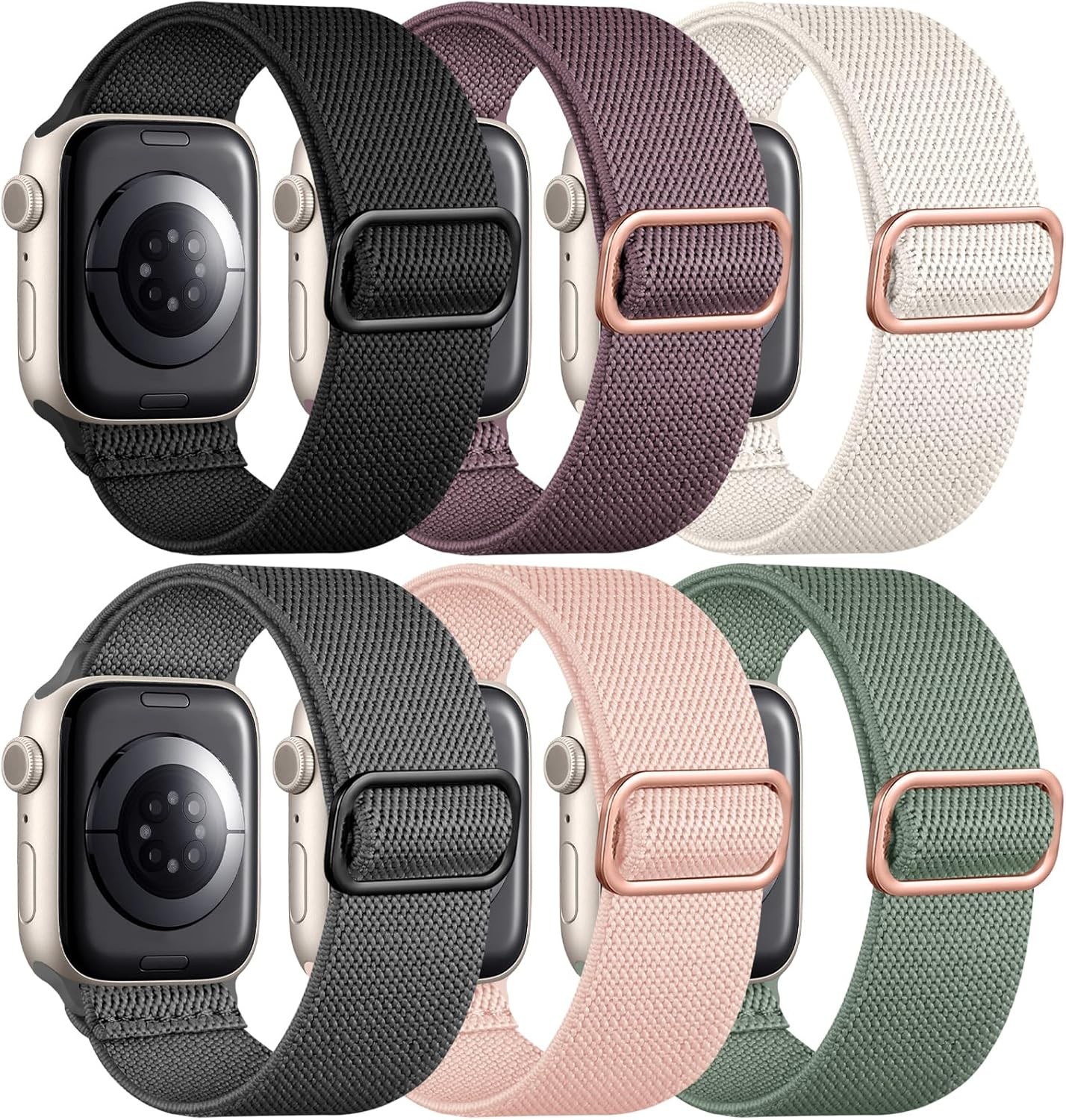 6 Pack Nylon Strap Compatible with Apple Watch Ultra 2 44mm 45mm
