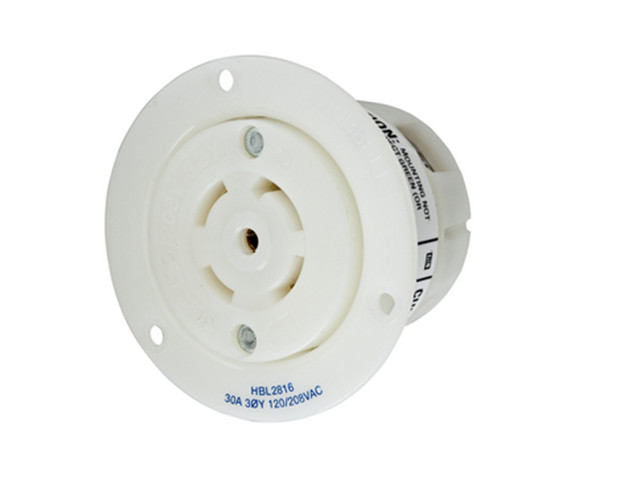 Hubbell HBL2816 Twist Locking Flanged Receptacle 30A 120/208V 4P 5W L21-30R