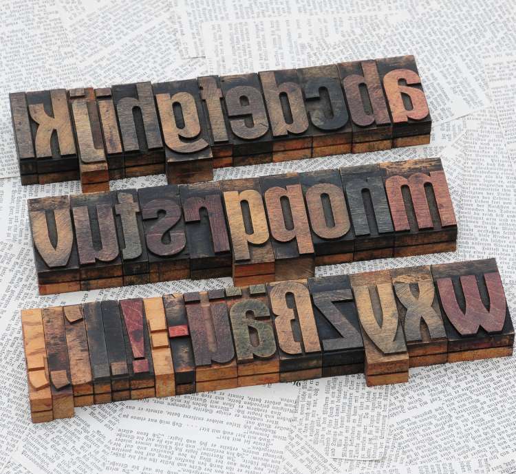 A-Z alphabet 2.13" letterpress wooden printing blocks wood type vintage printer