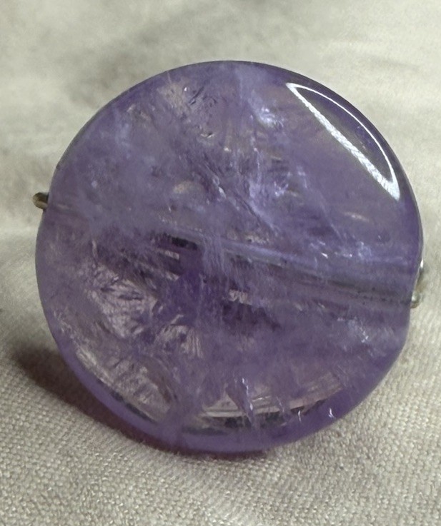 Large Amethyst Color Cabochon Wire Wrapped Statement Ring Size 7.75