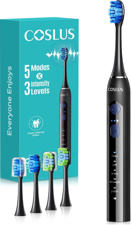Sonic Electric Toothbrush for Adults: 3 Intensities & 5 Modes Gum-Friendly for D