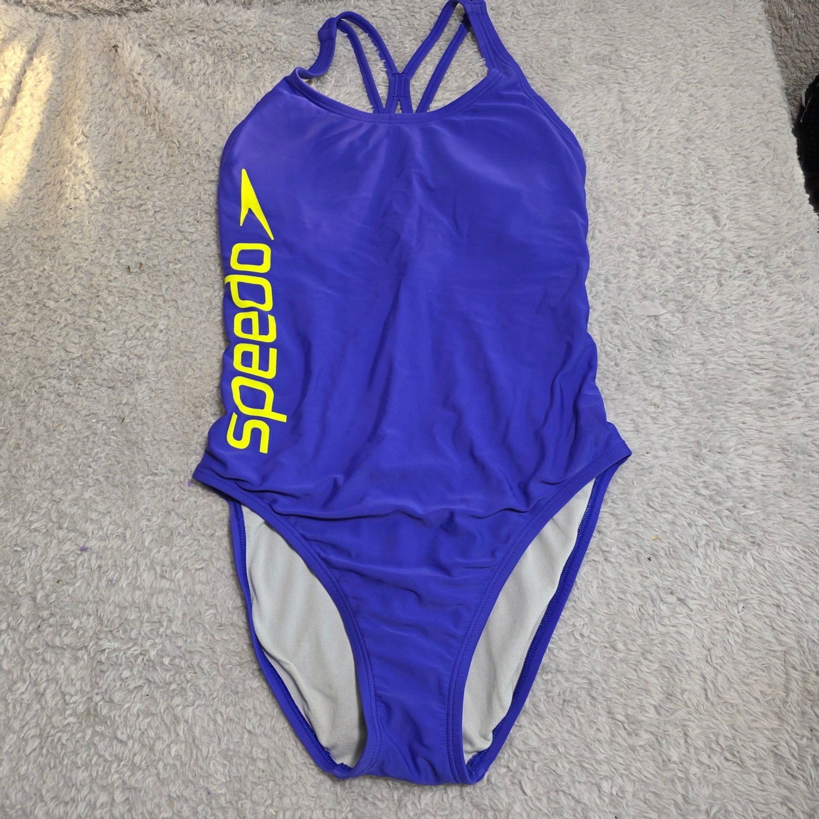Speedo One Piece Swimsuit Purple Hydrobra Crossback Women Size 8 Excellent