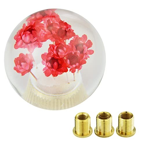  Flower Crystal Ball Shape Gear Lever Shifter Grip Knobs Round Car Shift Red