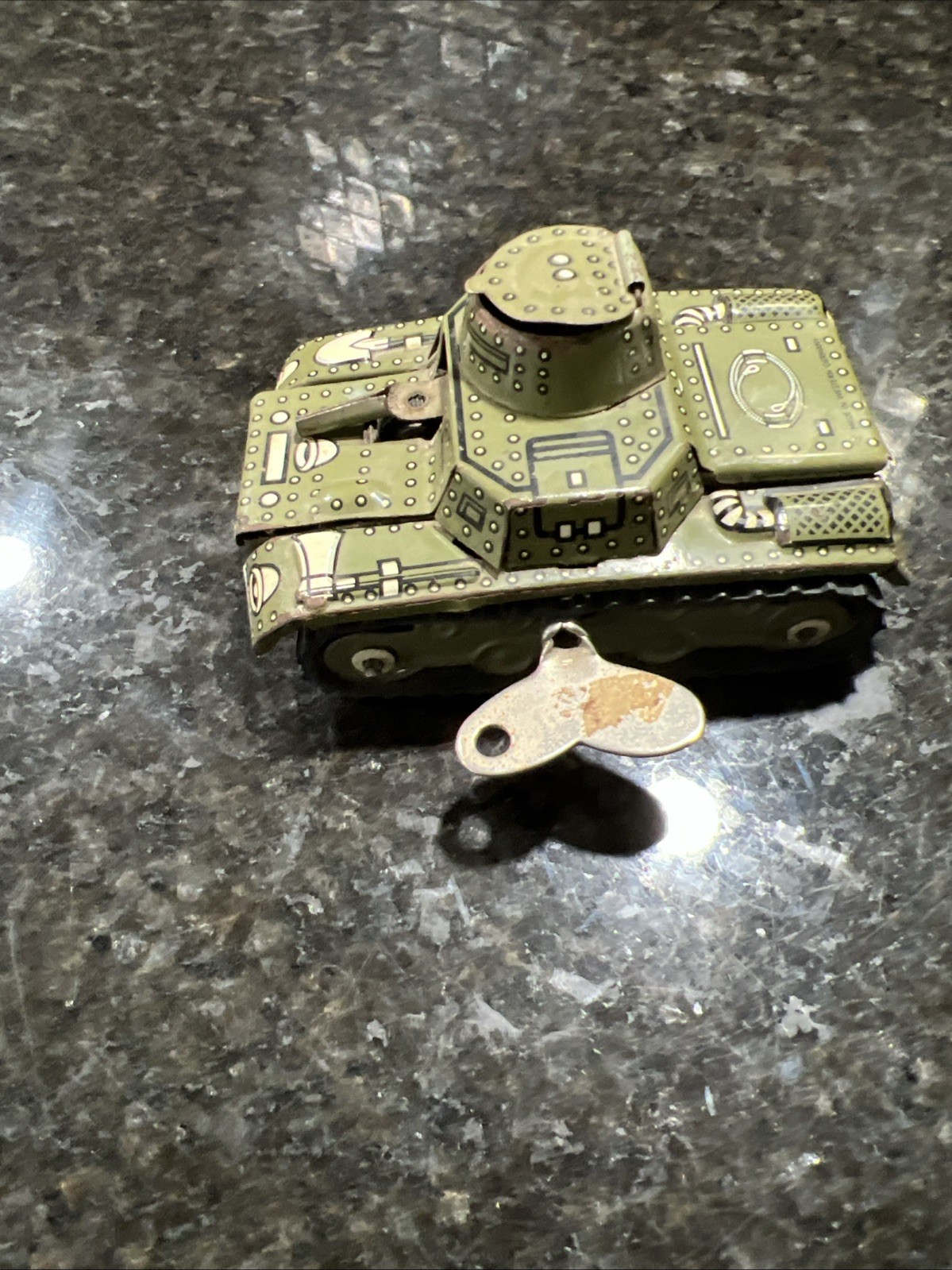 Vintage GAMA Tin German Tank Toy (key/track). Working