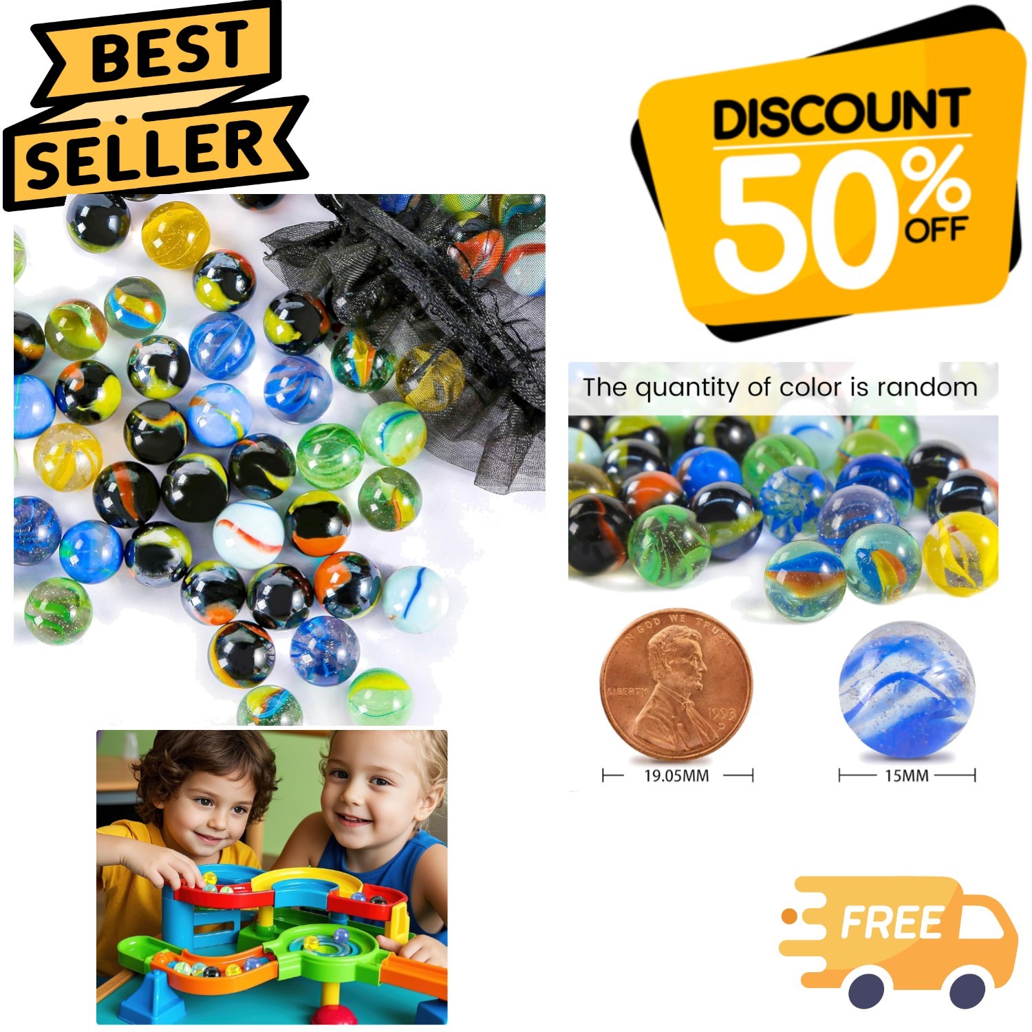 60 Durable Colorful Glass Marbles - Ideal for Kids’ Games & Home Design