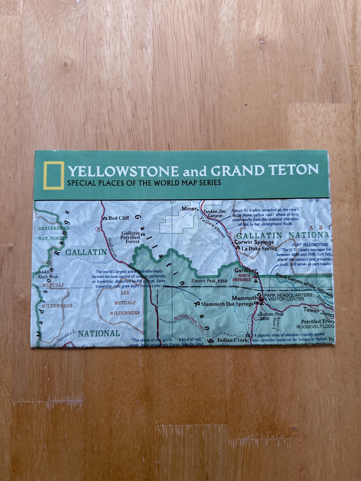 Vintage 1989 National Geographic Yellowstone Grand Teton Park Map Poster Folded